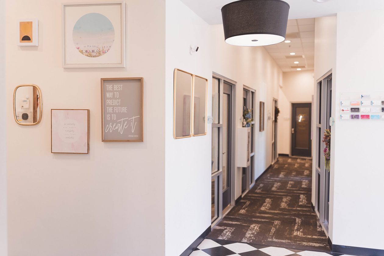 Hallway of private salon suites at WanderLux Southpoint